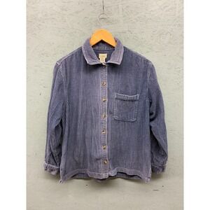 LL Bean Shirt Womens M-Pet Blue Botton‎ Corduroy Thick Heavy Chore Work